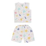 A toddler thing - Organic Cotton Muslin Jabla & Short White Jhabla | for Baby Boys & Girls | Summerwear Jabala | Sleeveless Vest | Casual Clothing | Shade: Sea Shell | Size - 18-24 Months