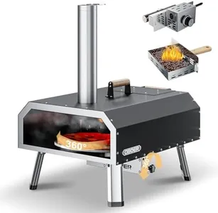 ABORON Pizza Oven Outdoor, Rotatable 16" Multi-Fuel Pizza Ovens, Stainless Steel 3-Layer Oven, Portable Pizza Maker with Built-in Thermometer, Pizza Cutter & Carry Bag