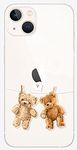 iPhone 13 (6.1 inch) Case,Blingy's Cute Teddy Bear Design Transparent Clear Soft TPU Protective Case Compatible for iPhone 13 6.1" (Hanging Teddy Bears)