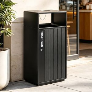 BEAMNOVA Outdoor Commercial Trash Can with Lock & Inner Bin, 30.36 Gallon Stainless Steel Metal Waste Container, 20.5 * 16.5 * 43.3 in, Heavy Duty Weather Resistant Garbage Bin