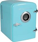 FRIGIDAIRE Curtis EFMIS151 Mini Portable Compact Personal Fridge Cools & Heats, 4 Liter Capacity, 6 Cans, Makeup, Skincare, Freon-Free & Eco Friendly, Includes Home Wall Plug, Blue