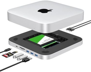 Mac Mini Dock, USB C Hub with Dual SSD Enclosure- Fits M.2 NVMe/SATA SSD and 2.5 inch SSD, USB-C 10Gbps, SD/TF Card Readers, Docking Station for Mac Mini M1/M2/Mac Studio | Accessories