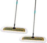 OFO 24inch Industrial Commercial Dust Mop 2 Sets // Double Thick Cotton Yarn Floor Mops // 63inch Length Stainless Steel Handle //Easily Clean Large Area Factory,Shopping Mall,Garage