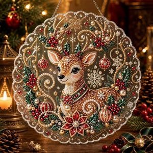 Christmas Diamond Art Hanging Ornament Kit DIY Handmade Decor (Style I)