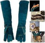 Hawsam Bite Proof Animal Handling Gloves 23.6IN/60CM Thicken Scratch Bite Resistant Gloves Reinforced Cowhide Leather Padding Palm & Fingers for Handling Dog,Cat,Bird,Parrot,Lizard,Snake, Reptile