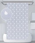 YOUNG DA Fabric Shower Curtain Grey & White Water Droplets Design for Bathroom, Shower Curtains Mould Proof Resistant 72x72 inch, Washable and Waterproof, Includes 12 Hooks