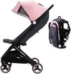 GAOMON Lightweight Stroller, Compact On Hand Fold Travel Stroller for Airplane Friendly, Reclining Seat and Canopy, Smooth Suspension, Travel System, Pink