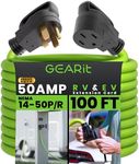 GearIT 50-Amp Extension Cord for RV and EV (100 Feet) 4-Prong 250-Volt, Tesla Model 3/S/X/Y, NEMA 14-50P to 14-50R 6/3, 8/1 STW AWG Gauge Outdoor Auto Power Cord