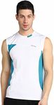 Bepro Mens Sleeveless Sando Round Neck Running Tshirt for Workout Running White