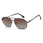 John Jacobs | Gunmetal - Brown | Full Rim Rectangular Stylish & Premium Polarized Sunglasses | Polarized and 100% UV Protected | Men & Women | Large | JJ S15861