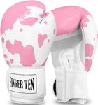 Boxing Gloves Women Punching Sparring Kickboxing MMA Training Heavy Bag Glove Pink White Rosy Black Leather for 8 10 12 14 oz for Womens(Pink&White, 14 oz)