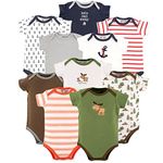 Luvable Friends Baby Boy and Girl 10 Pack Bodysuits - Blue -