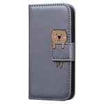 Thoankj iPhone 6S Case, iPhone 6 Case Cute Animal Art Flip Shockproof PU Leather Wallet Cover with Stand Gel Bumper Folio Slim Shockproof Protective Phone Case for iPhone 6S/6 Bear (Grey)