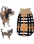 Chihuahua Clothes Puppy Plaid Dog Coat Knit Jumper Cosy Tiny Toy Teacup Sized Smaller Breeds (Tartan, XS)