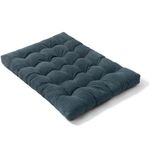 bananair - Futon Mattress Double, Comfortable & Thick, Foam Filling - Soft & Elegant Corduroy Fabric - Includes Straps, Practical Folding Floor Mattress/Futon Sofa Bed (140x190 cm, Dark Blue)