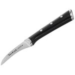 Tefal Ice Force Stainless Steel Paring Knife - 7cm - Premium Curved Design, Ideal for Peeling - K2321214, Silver/Black