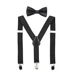 HANERDUN Kids Braces Bowtie Sets Adjustable Suspenders With Bow Ties Gift Idea For Boys And Girls, Black, One Size