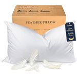 Pillows Queen Size Set of 1 - Feather Down Pillow Hotel Quality Bed Pillows for Sleeping Soft and Supportive Pillows for Side and Back Sleepers