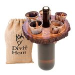 Divit Genuine Viking Drinking Horn with Iron stand | Authentic Medieval Beer Drinking Horn | Brass Adornments & Burlap Gift Sack Included | 16 oz capacity (Horn shot (Set of 5))