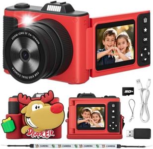 Kids Digital Camera for Girls Boys Age 3-10, My First Camera, 1080P HD Video, Toddler Camera Easy to Use, Shockproof Durable, Toys Gift for Kids Birthday Christmas with SD Card-Red