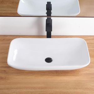 DEHOMEN 28 in Bathroom Sink Rectangular Ceramic Large Vessel Sink,White