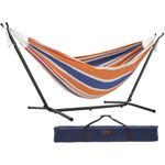 DOUBLE COTTON HAMMOCK WITH STAND (280 CM) - ORANGE PUNCH