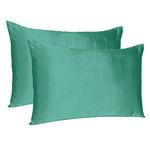 Oussum Satin Silk Pillowcase Pillow Case Covers with Envelop Closure for Hair and Skin Home Bed Decor Set of 2 Pillowcase Free 3 pcs scrunchies (Regular, Bayberry Green)