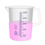 Labvida Plastic Beakers with Handle,Vol.5000ml(169.09oz) Measuring Cup with Blue Scale Line, Plastic Pitcher PP Material Ideal for Science Activities and Household Use, LVB022