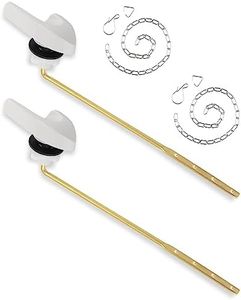 iFealClear 2 Pack Brass Universal Toilet Tank Flush Lever Handle, Front Mount Toilet Trip Lever Compatible with Kohler Toilets, Stainless Steel Flapper Chains, White