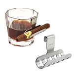 Whisky Glass Cigar Holder QBOSO Portable Cigar Holder with Hollow-Carved Design, Whisky Glass-Mate on The Bar Countertop,Make Your Drinking and Smoking More Enjoyable (2PC)