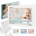 MUBY, Baby hand and footprint kit photo frame with NEWBORN BRACELETS. Newborn baby boy and girl gifts, wall nursery decoration. Baby photo frame, unique baby girl, new mum and new parents gifts