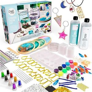 Resin Kit by Craft It Up! - Complete Starter Jewelry Making Resin Kit for Beginners – All Inclusive Craft Resin Starter Kit – Epoxy Resin Kit with Molds, Charms, Dyes & Dry Flowers Included – Gift Set