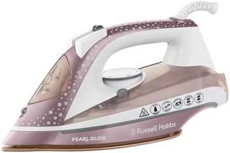 Russell Hobbs Pearl Glide Steam Iron, Pearl Infused Ceramic Soleplate for smoother glide, 315ml Water Tank, 150g Steam Shot, 40g Continuous steam, Anti-drip & Anti-calc function, 2m Cord, 2600W, 23972