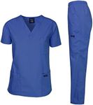 Dagacci Scrubs Medical Uniform Men Scrubs Set Medical Scrubs Top and Pants - Blue - Large