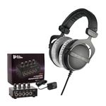 beyerdynamic DT 770 PRO 80 Ohm Over-Ear Studio Headphones (Black) with Knox Gear Compact 4-Channel Stereo Amplifier Bundle (2 Items)