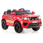 HONEY JOY Ride On Police Car, 12V Electric Cop Car for Kids, Siren Flashing Light, Horn, Music, Intercom, Spring Suspension, 3 Speeds, Battery Powered Ride On Truck Vehicle for Boys Girls (Red)