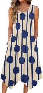 Hotouch Women's Casual Summer Dress Sleeveless Sundress Hankerchief Hem Midi Tank Dresses Beach Dress with Pockets