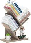 ZRWD Tree Bookshelf, 3-Tier Small Book Storage Organizer Shelves Floor Standing Bookcase, Wood Storage Rack for Office Home School Shelf Display for Cd/Magazine（French Oak Grey）