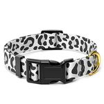 Rnivvi Dog Collar, Personalized Adjustable Dog Collars for Medium Dogs, Cute Leopard Puppy Collar for Boy and Girl Dogs, Soft Heavy Duty Pet Collar with Quick Release Buckle for Walking Running, White