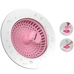 Hibbent Universal 3 in 1 Kitchen Sink Drain Strainer with Sink Stopper, Chrome Stainless Steel Wraped Shell, Anti-Clogging Basket Strainer, Foldable Handle, Fit for US Standard 3-1/2" Drain, Pink