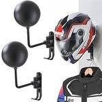 Helmet Holder 2 Pack, Motorcycle Helmet Rack, Helmet Stand Wall Mount Drilling or No Drilling Motorcycle Helmet Hanger 180 Degree Rotation with 2 Hooks for Caps, Motorcycle, Baseball and Rugby Helmet