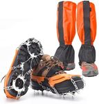 Martians Crampons and Leg Gaiters Set Stainless Steel Ice Cleats Waterproof Gaiters for Boots Shoes