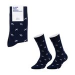 Airplane Socks - Funny Plane Socks - Funny Aeroplane Gift - 1 Pair, Size 8-11 UK and 42-46 EU, Blue, Fun Novelty Travel Socks for Men