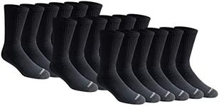 Dickies Men's Multi-pack Cotton Blend Cushioned Work Crew Socks (18 & 36 Pairs), Black (18 Pairs), Shoe Size: 6-12