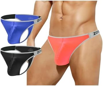 SUMABA Mens Sports Thong Cool Shiny Silk Micro G-String Underwear Butt-Flaunting Workout Male Thongs Athletic Low Rise T-Back Thong Bodybulding Cheeky for Man Panties Org/Bl/Blk XL