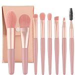 Professional Makeup Brushes Set Mini Makeup Brushes 8Pcs Portable Make up Set Premium Makeup Brushes Kits with PU Leather Bag Foundation Powder Cosmetic Brush Blush Blending Eyeshadow Brushes Sets