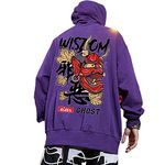 XYXIONGMAO Graphic Hoodies for Men Japanese Hoodie Streetwear Oversized Black White Ghost Hip-Hop Good and Evil (Black, L)