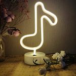 ENUOLI Music Notes Neon Lights with Base Warm White Decor Light Led Night Light Wall Table Decor Battery Operated Creative Lighting Lamp Home Decoration Party Decoration Best Gift for Kids