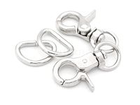 CRAFTMEmore Lobster Claw Clasps Trigger Snap Hooks 1 1/4" x 1/2" Landyard Swivel Clip with D-Rings 10 Sets B4348 (Silver)