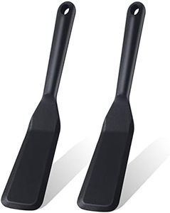 2 Pack Silicone Thin Spatula,Omelet Spatula Turner,Heat Resistant Cooking Spatula, Long Crepe Spatulas for Nonstick Cookware,Pancake Spatula for Cooking Egg Cake Pizza Steak Omelet Crepes (Black)